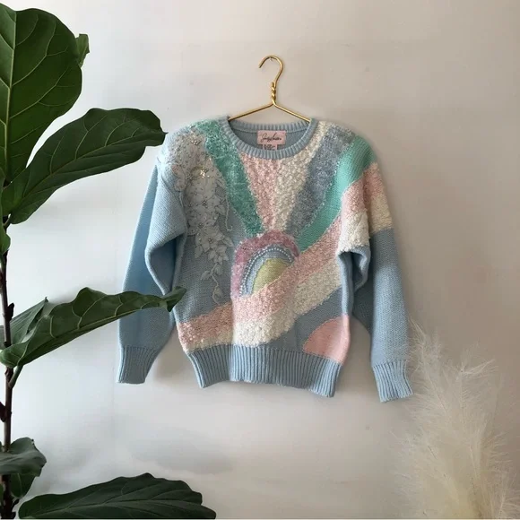 True Vintage Knit embroidered Sweater - Picture 1 of 9